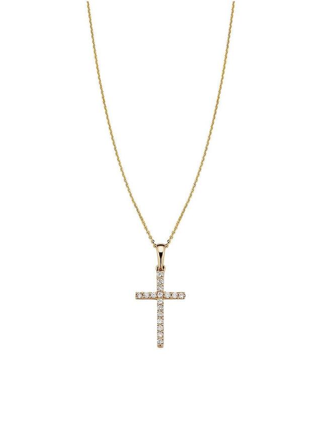 Womens 14K Yellow Gold Faith Diamond Cross Pendant Necklace - Yellow Gold Product Image