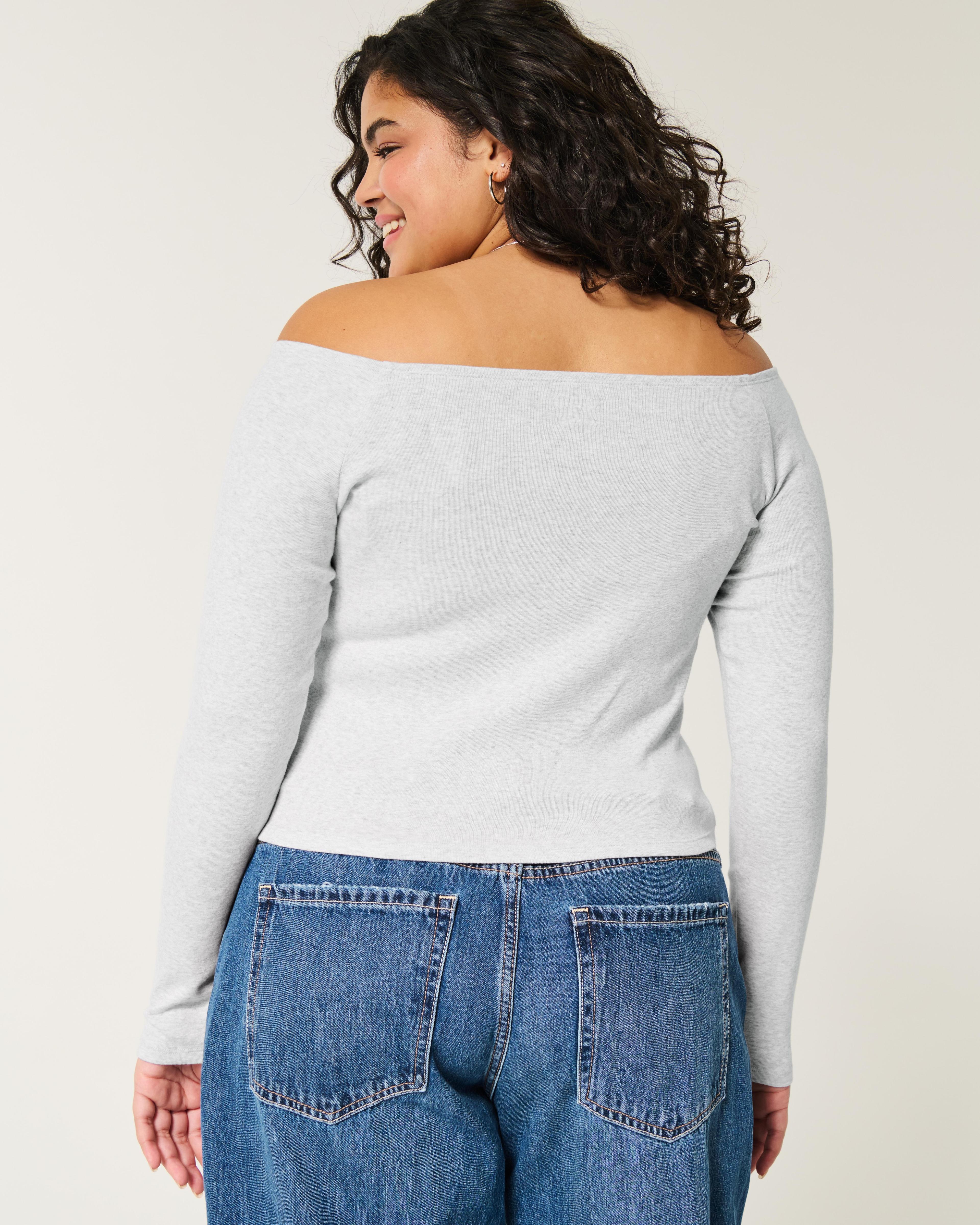 Long-Sleeve Off-the-Shoulder Top Product Image