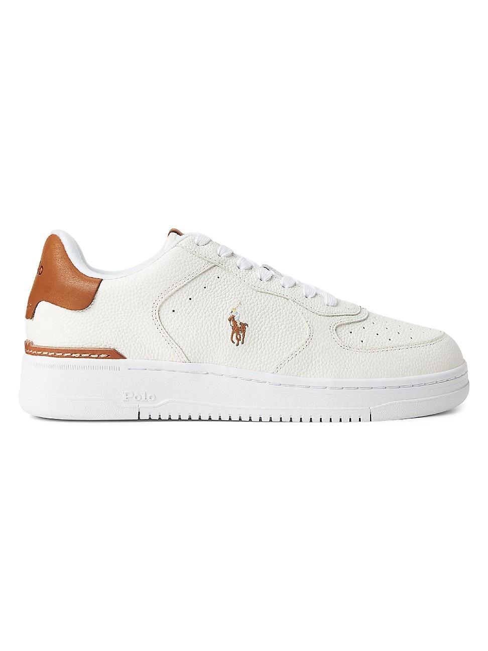 Polo Ralph Lauren Mens Masters Court Leather Sneaker - Cream/blue Product Image