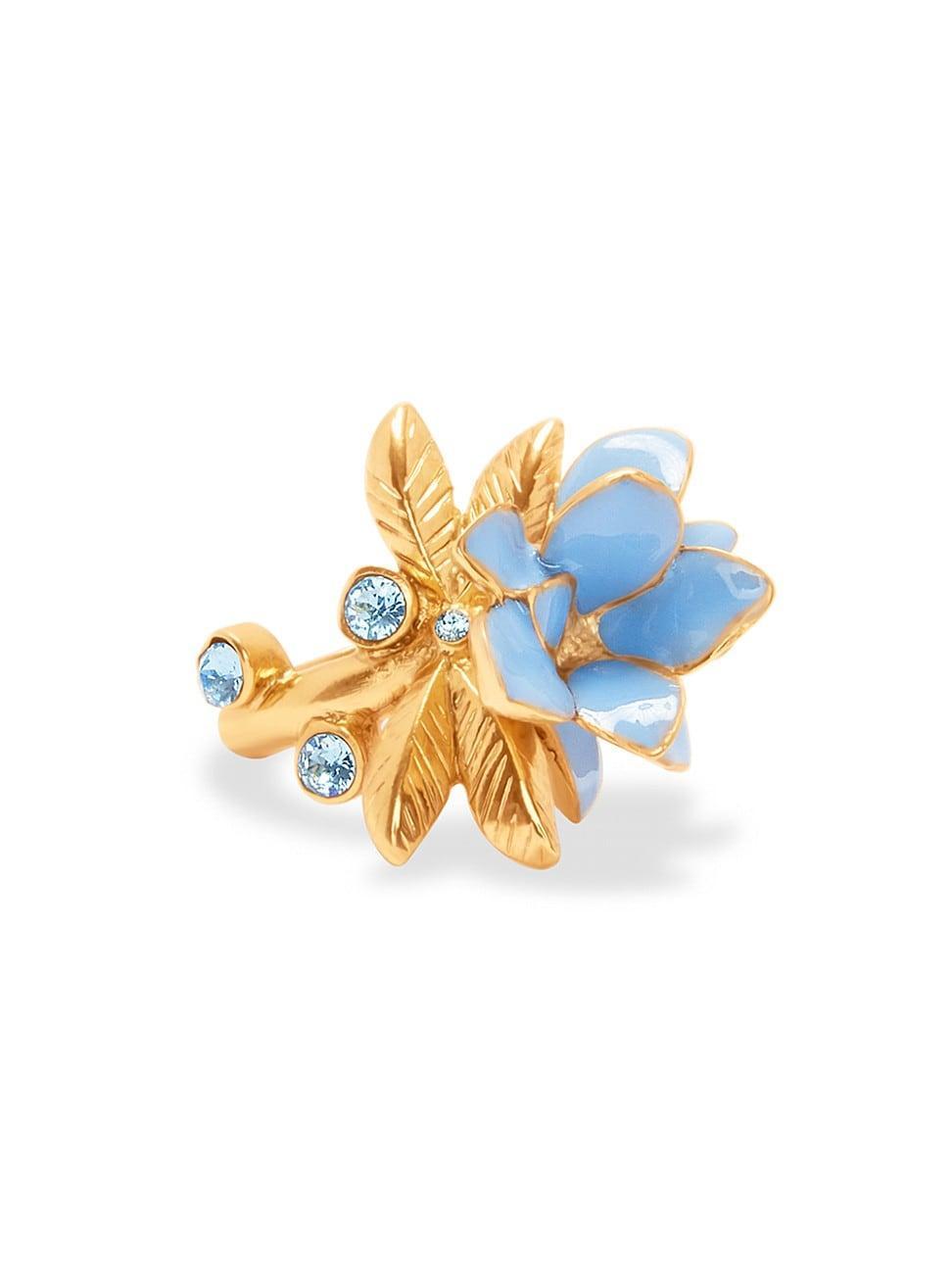 Womens Goldtone, Enamel & Glass Crystal Flower Ring Product Image