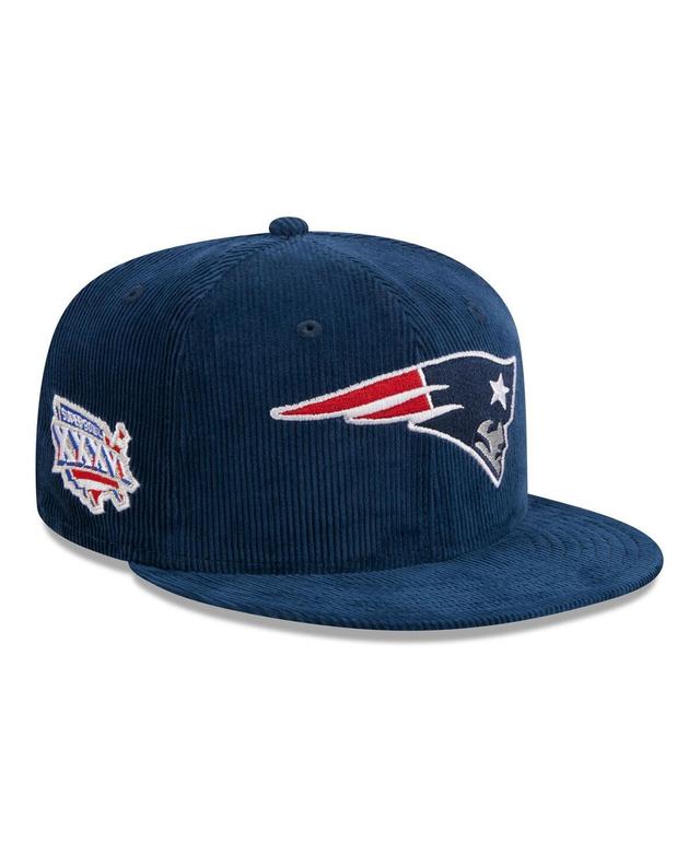 Mens New Era New England Patriots Throwback Cord 59FIFTY Fitted Hat Blue Product Image