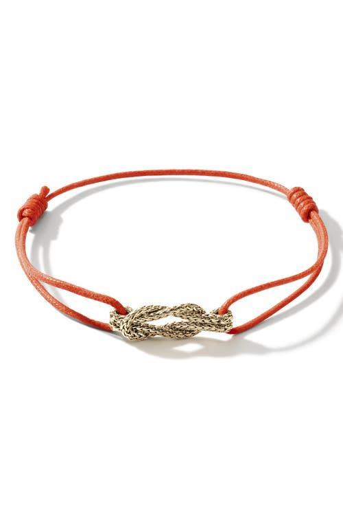 Womens Love Knot 14K Yellow Gold & Leather Cord Bracelet Product Image