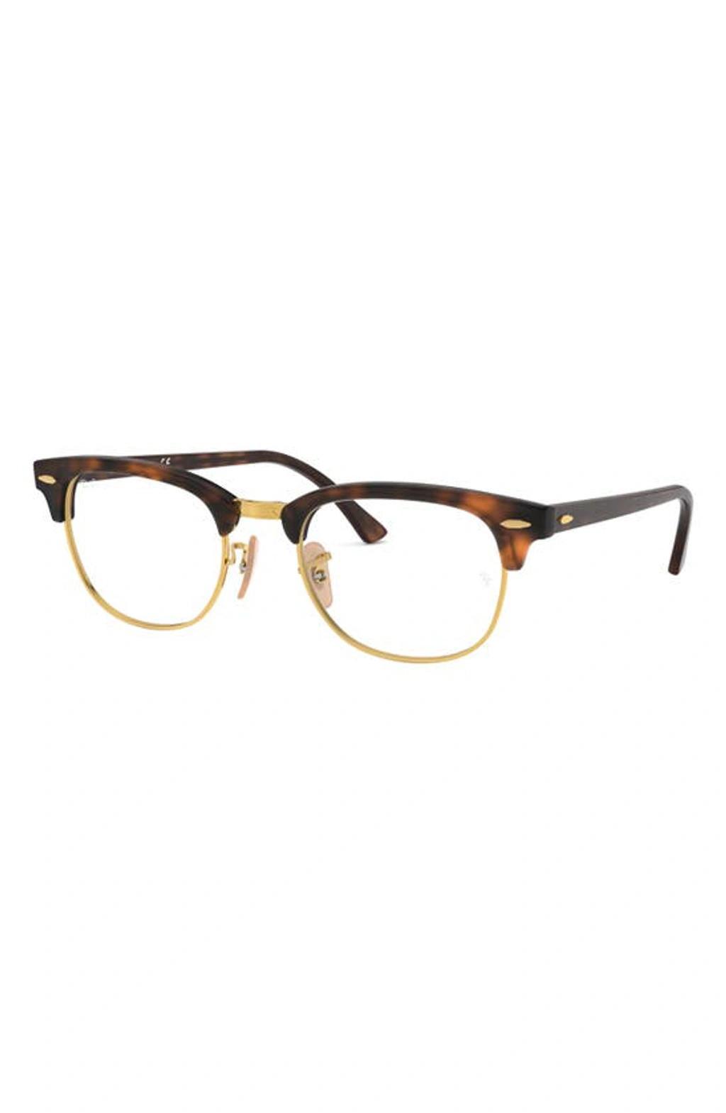 RAY BAN 53mm Square Clubmaster Optical Glasses In Red Havana Product Image