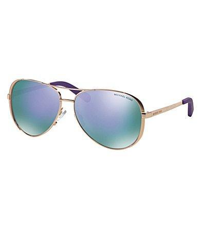 Michael Kors Womens Chelsea Flash Mirror Metal Aviator Sunglasses Product Image