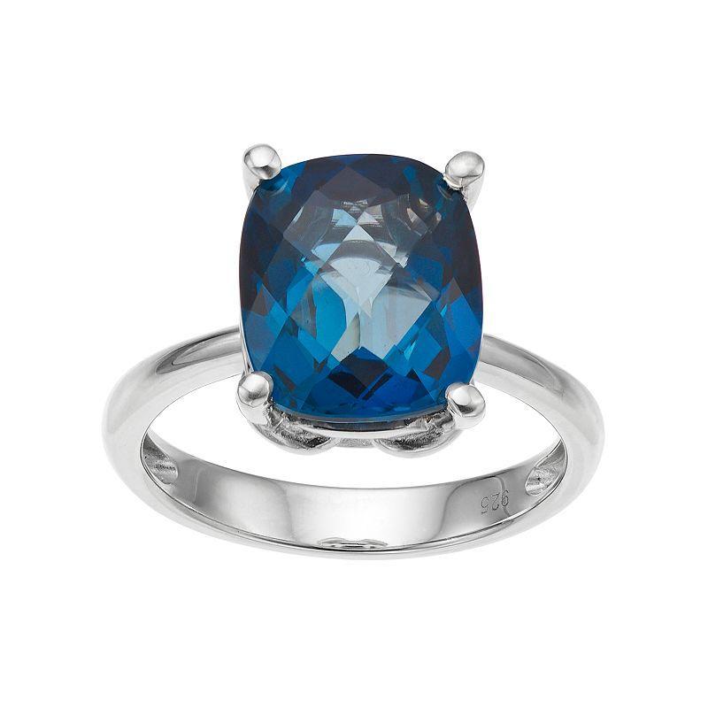 Sterling Silver Blue Topaz Ring, Womens Product Image