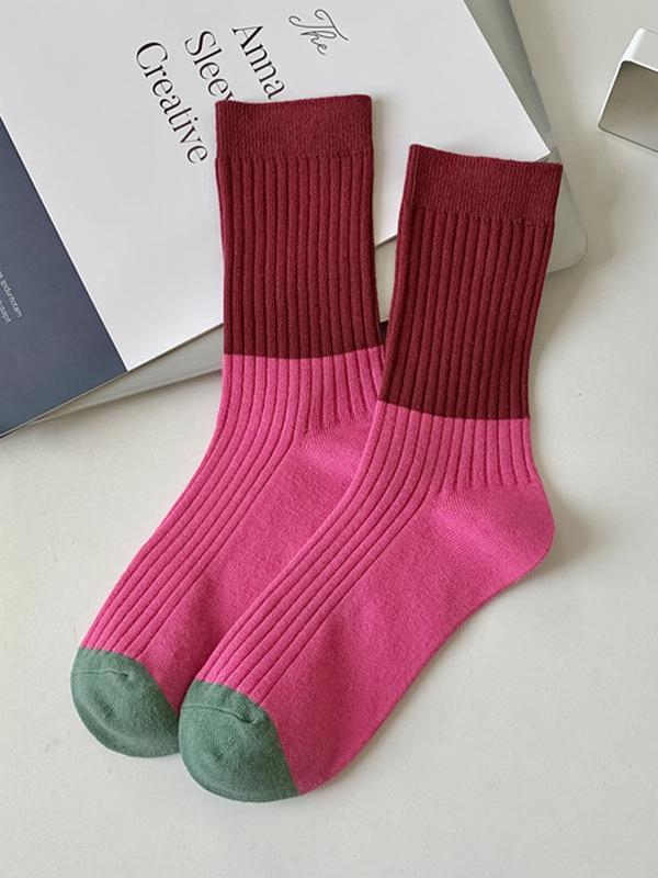 Contrast Color Keep Warm Socks Accessories Product Image