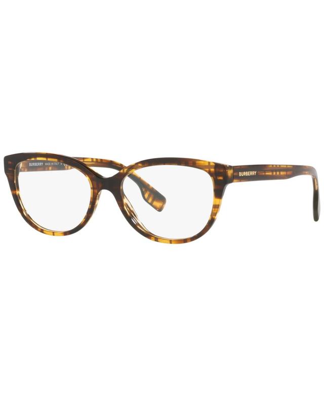 Burberry BE2357 Esme Womens Square Eyeglasses - Top Check, Striped Brown Product Image