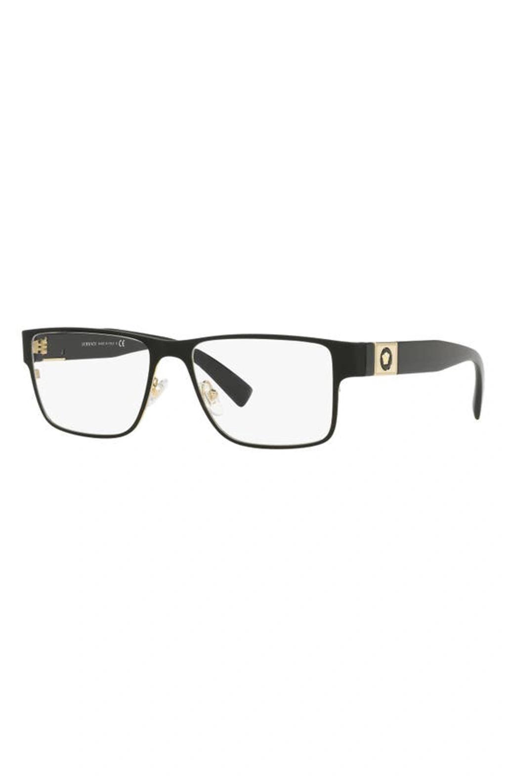 VERSACE 55mm Rectangular Optical Glasses In Matte Blak / Gold Product Image