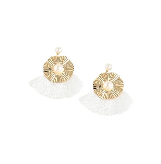 Sohi Womens Tassel Drop Earrings - White Product Image