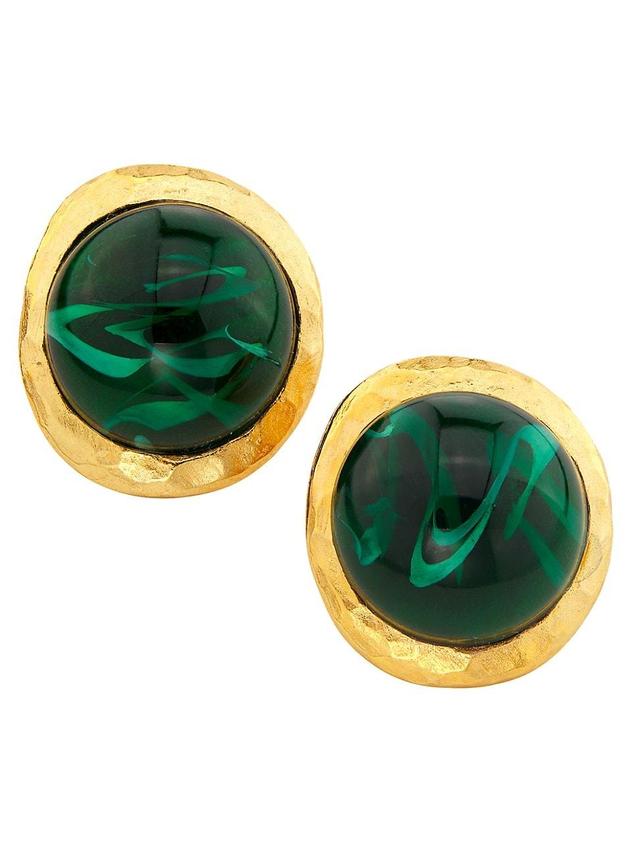 Womens Goldtone & Glass Cabochon Button Earrings Product Image