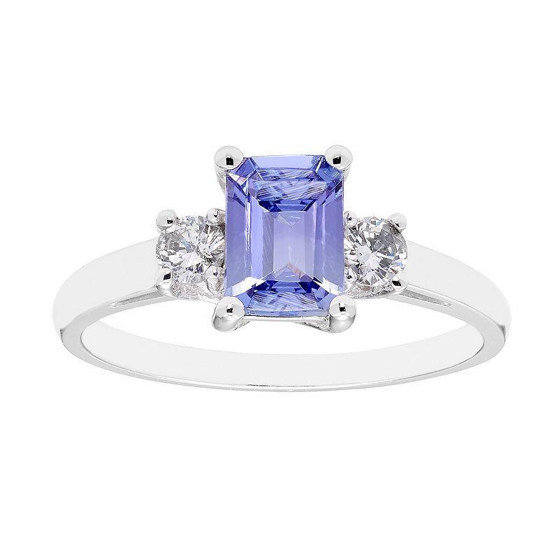 The Regal Collection 14k Gold Tanzanite & 1/5 Carat T.W. IGL Certified Diamond 3-Stone Ring, Womens Purple Product Image