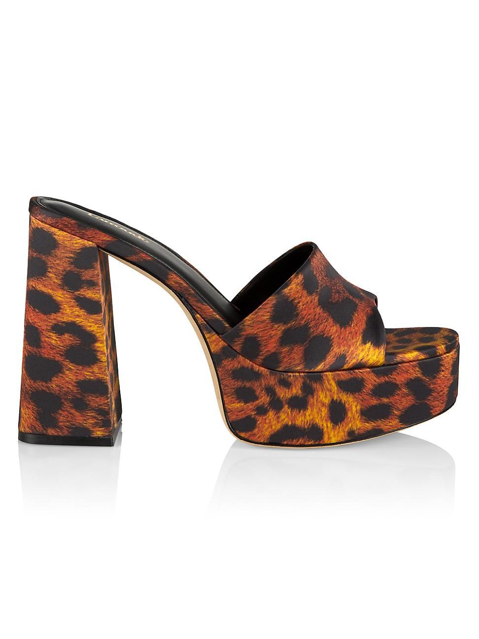 Womens Dolly Leopard-Print Satin Platform Mules Product Image