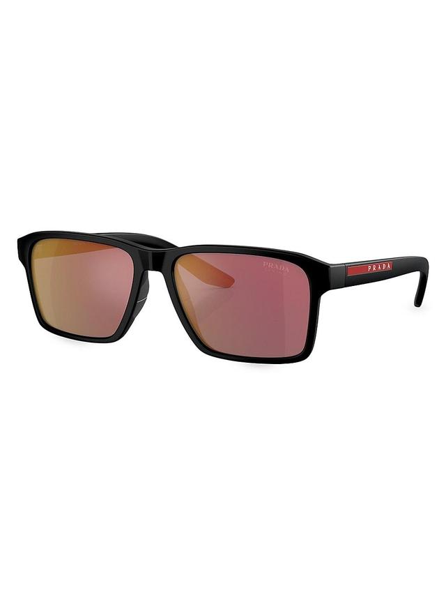 Mens 58MM Rectangular Sunglasses Product Image