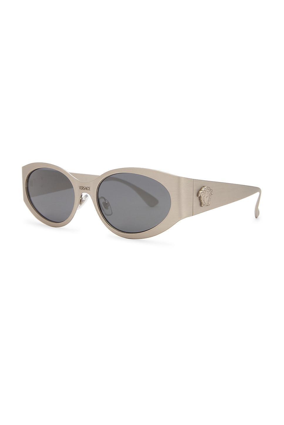 VERSACE Oval Sunglasses Metallic Silver.. Product Image