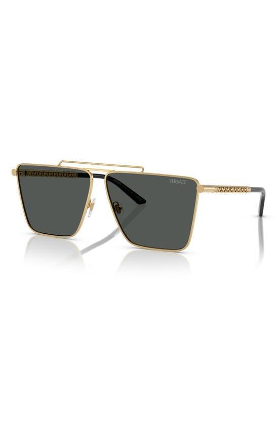 VERSACE 64mm Oversize Pillow Sunglasses In Gold Dark Grey Product Image