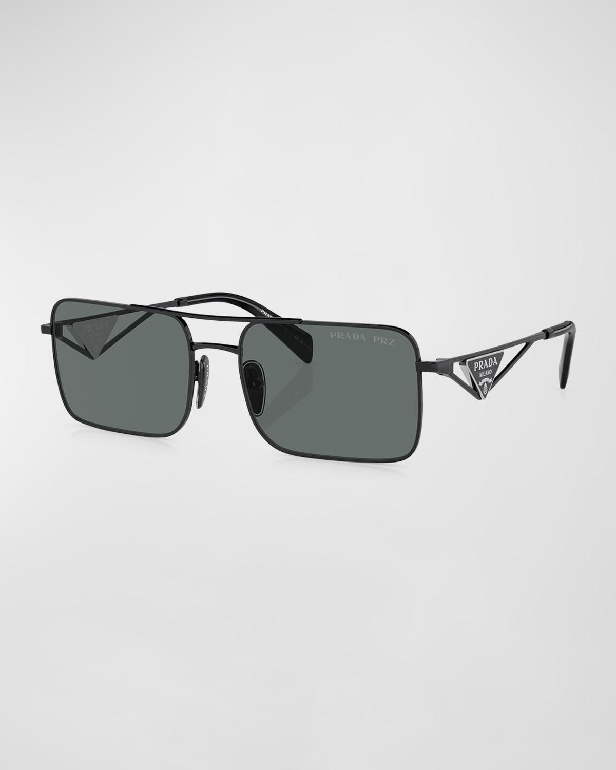 Mens Triangle Logo Steel Rectangle Sunglasses Product Image