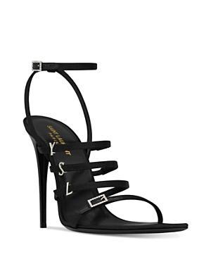 Saint Laurent Jerry Sandals in Crepe Satin and Rhinestones Product Image