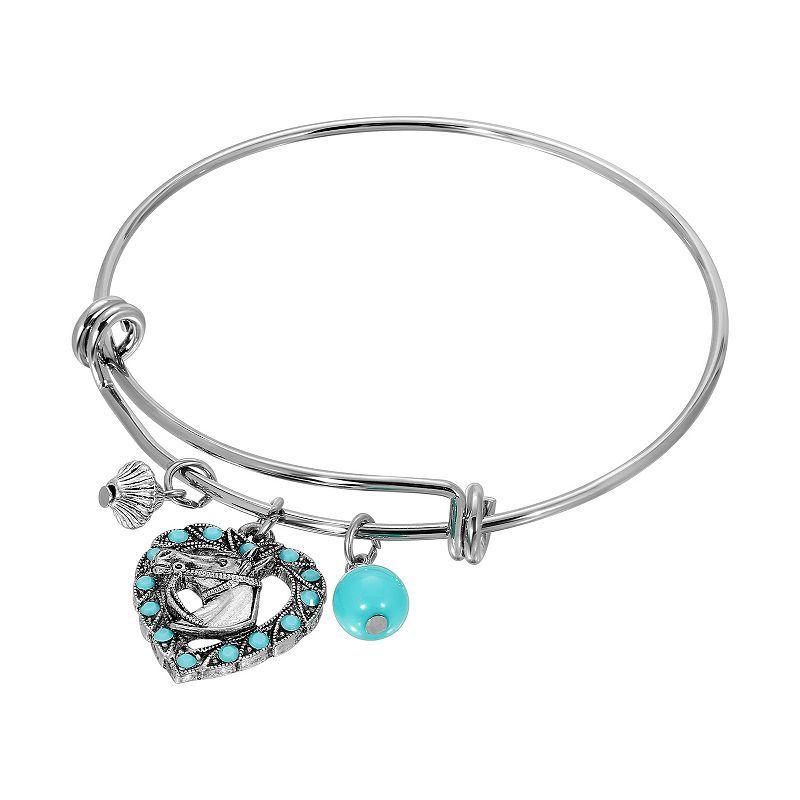 2028 Crystal Turquoise Heart Horse Head Bracelet Product Image