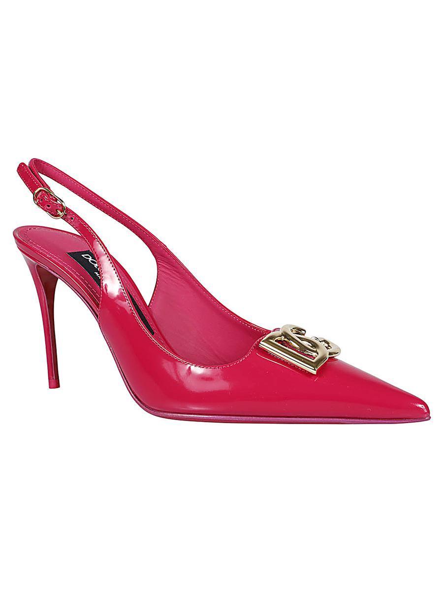 Dg Logo Leather Slingback Pump In Red Product Image