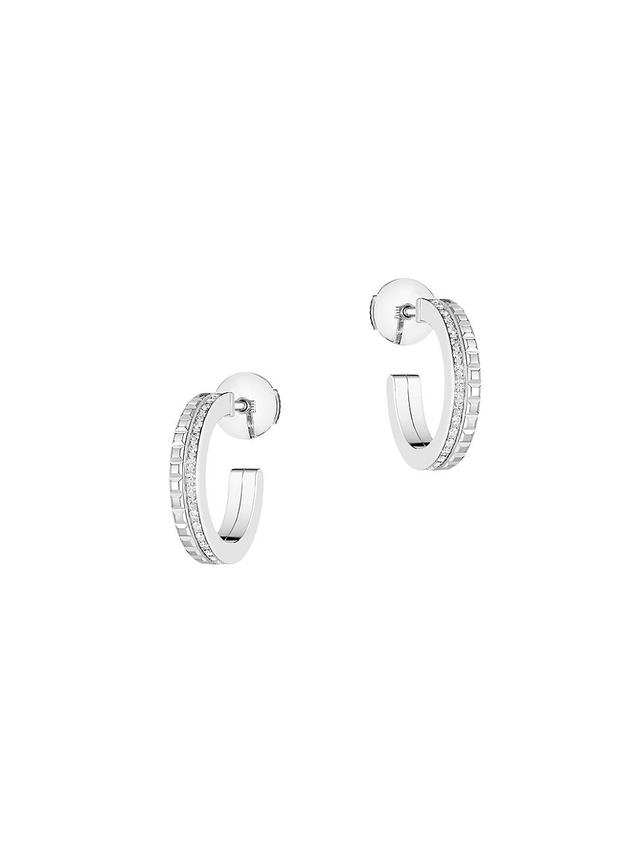 Womens Quatre Radiant Edition 18K White Gold & 0.24 TCW Diamond Hoop Earrings Product Image