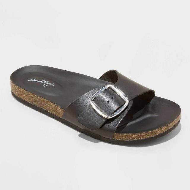 Womens Cameron Single Band Footbed Sandals - Universal Thread Black 7 Product Image