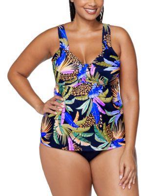 Trendy Plus Size Rimini Printed Tankini Top & Bottoms Product Image