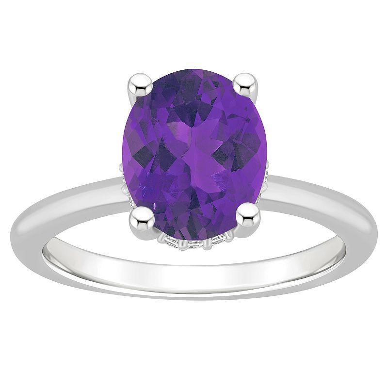 Alyson Layne 14k White Gold Oval Amethyst & Diamond Accent Ring, Womens Product Image