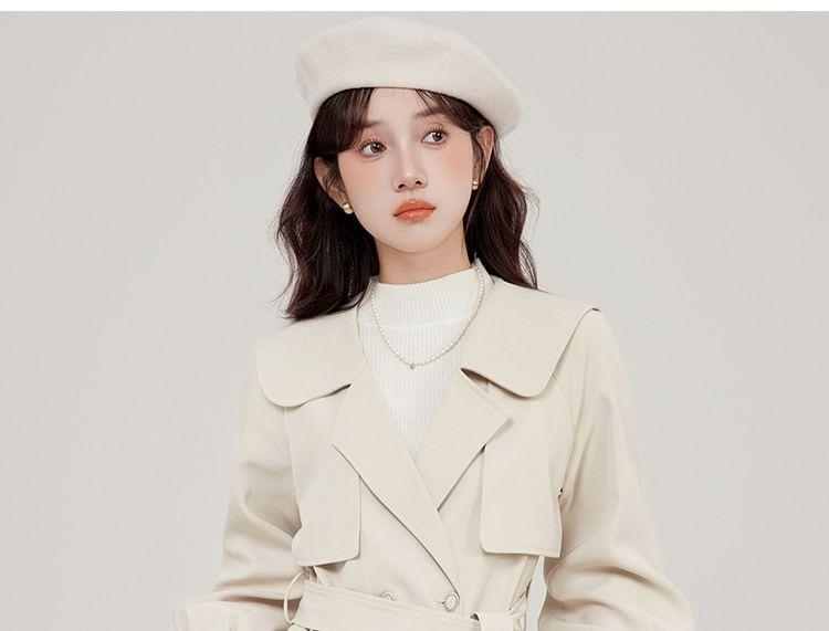 Plain Double-Breasted Trench Coat Product Image