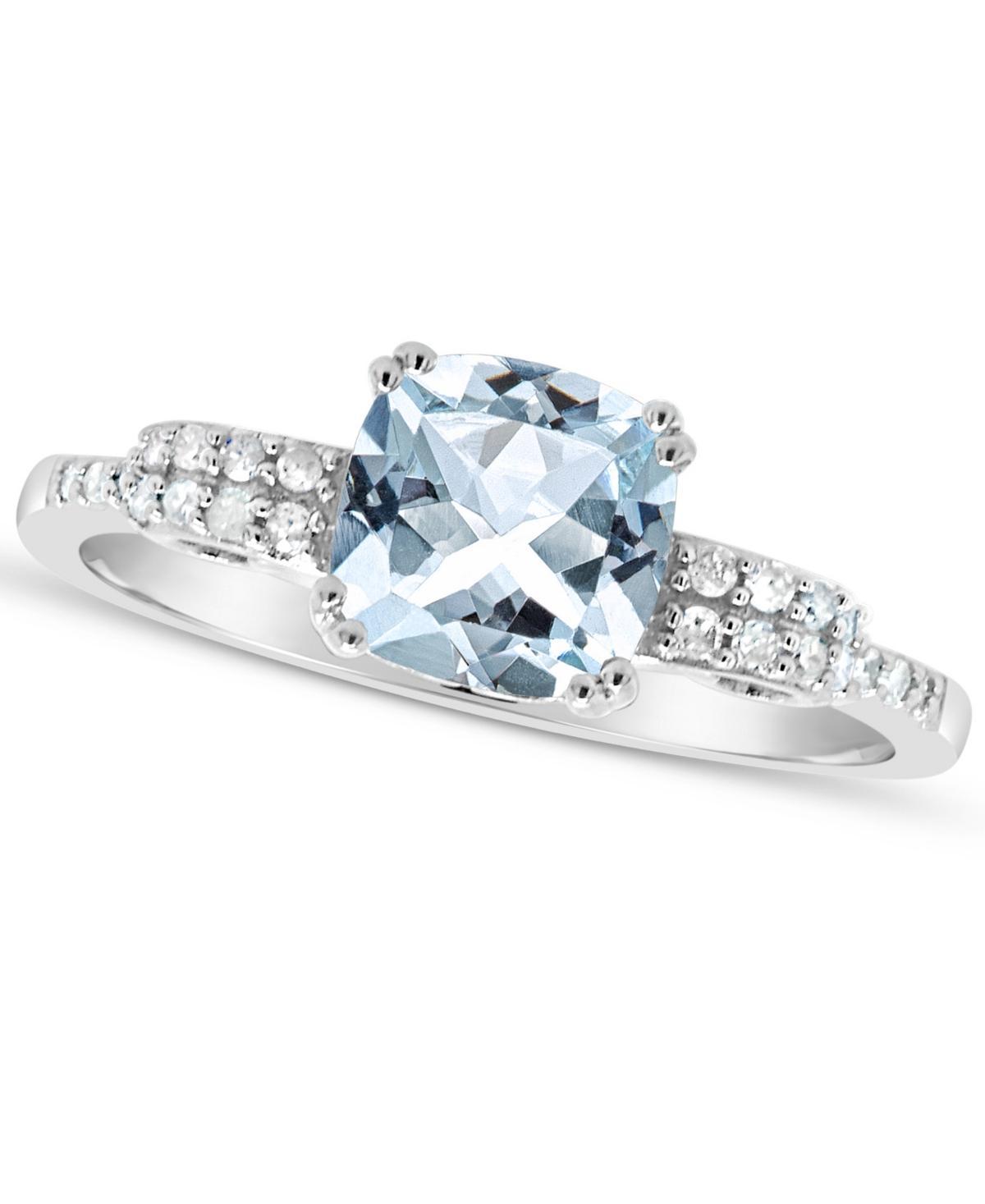 Celebration Gems Sterling Silver .11-ct. T.W. Diamond and Aquamarine Ring, Womens Blue Product Image