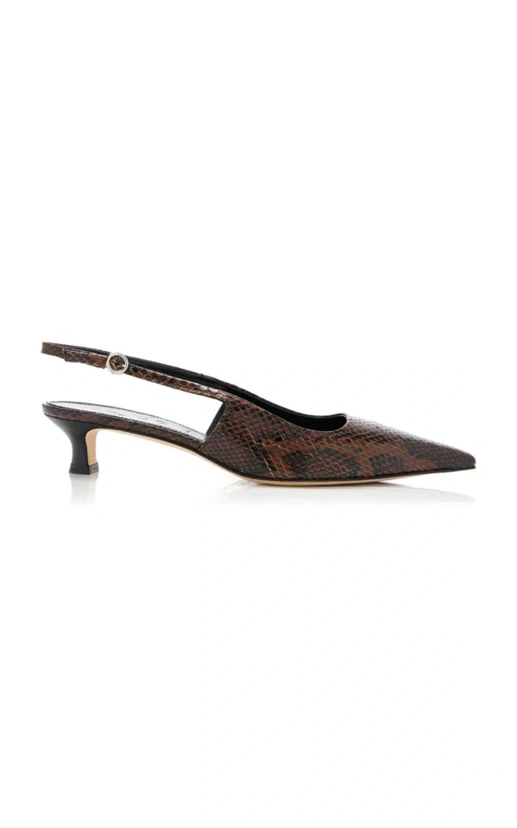 Catrina 40 Snake-effect Leather Slingback Pumps In Black Product Image