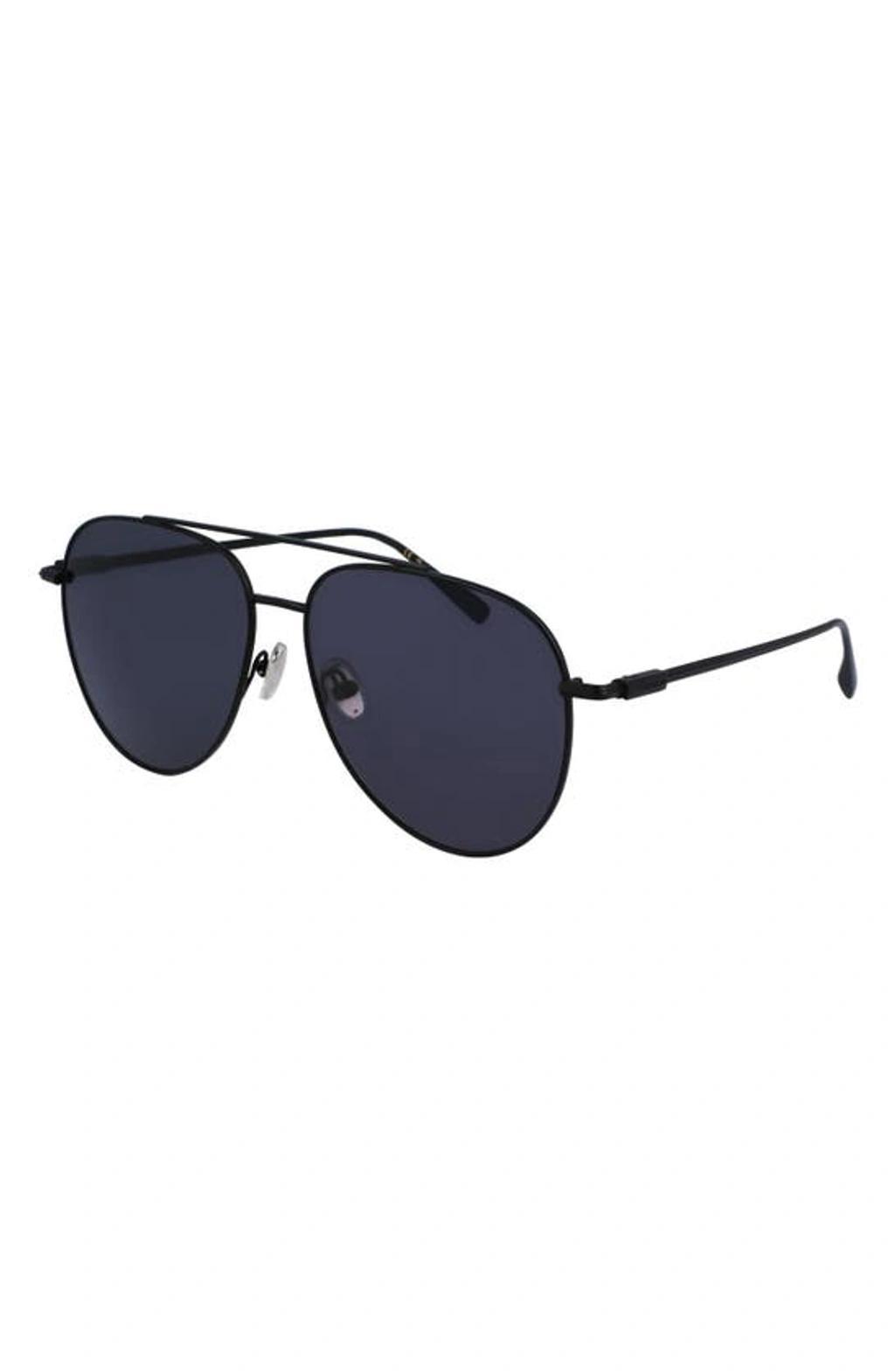 FERRAGAMO Men's Gancini Evolution Metal Aviator Sunglasses In Black/gray Solid Product Image