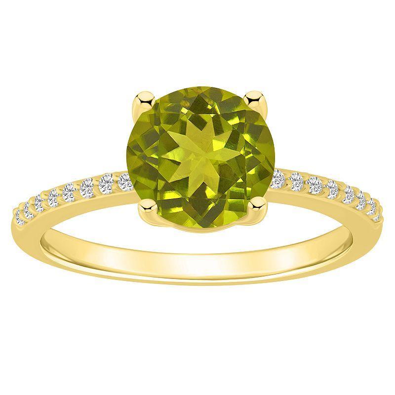 Alyson Layne 14k Gold Round Peridot & 1/10 Carat T.W. Diamond Ring, Womens Product Image