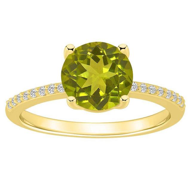 Alyson Layne 14k Gold Round Peridot & 1/10 Carat T.W. Diamond Ring, Womens, Green Product Image