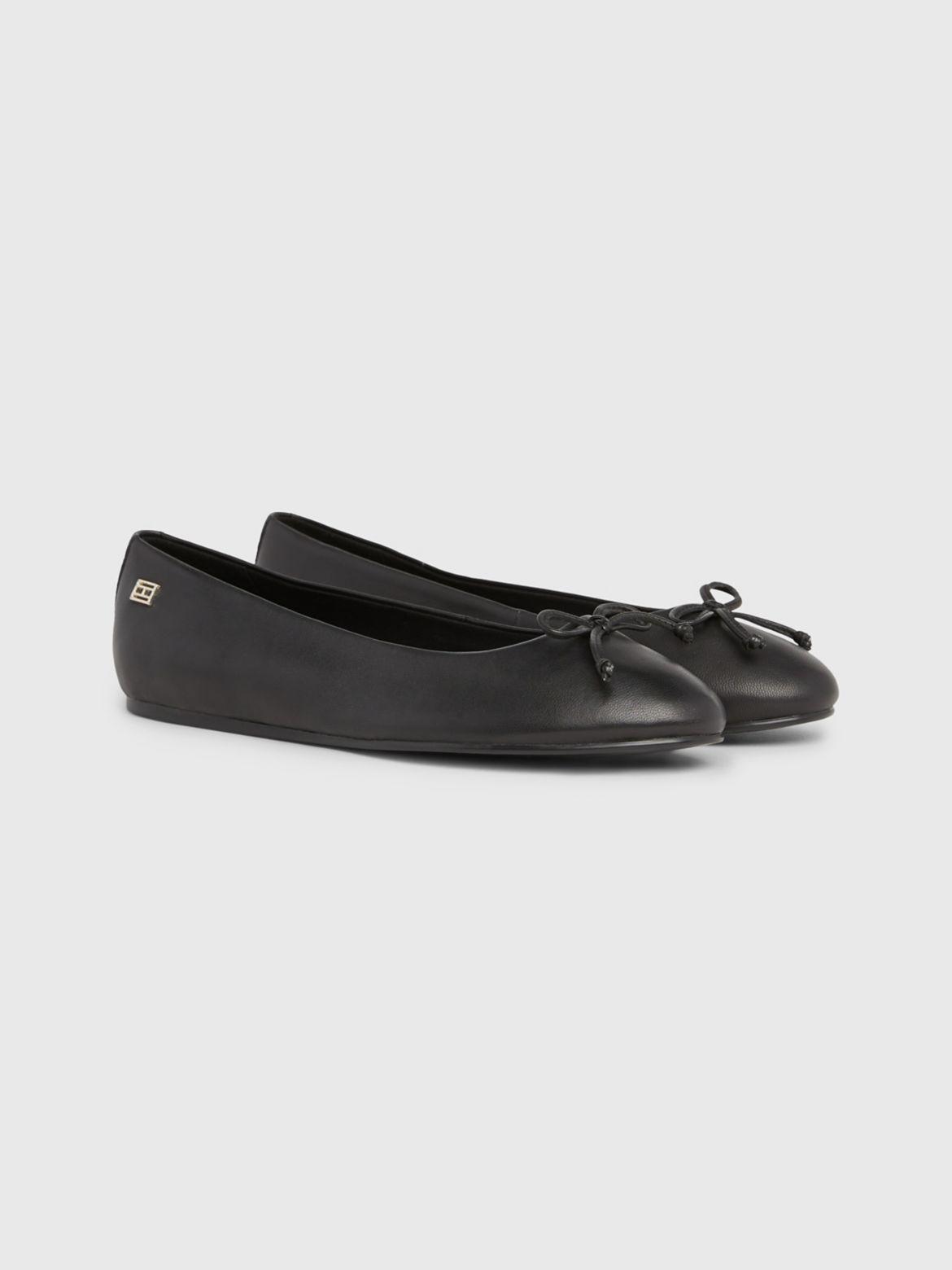 Tommy Hilfiger Women's Leather Ballerina Flat - Black - US 9 / EU 40 Product Image