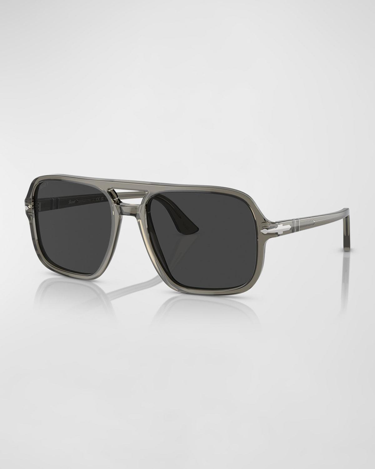 Mens Double-Bridge Acetate Aviator Sunglasses Product Image