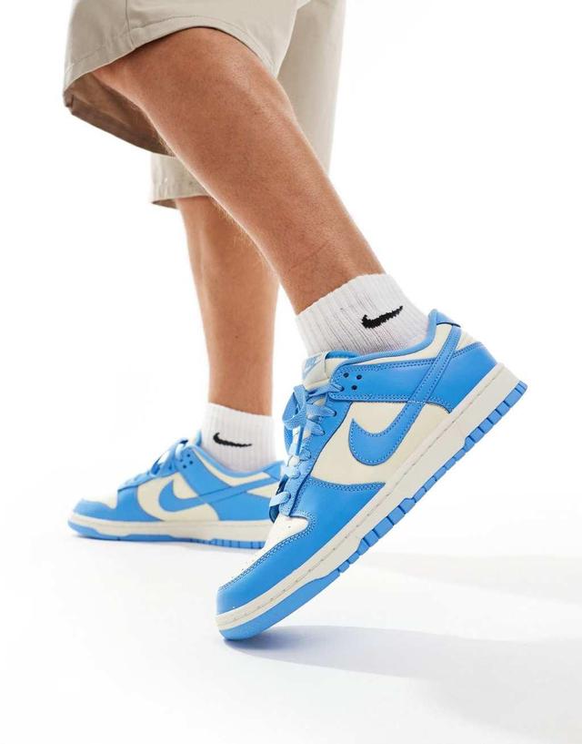 Nike Dunk Low Retro sneakers in white and blue Product Image