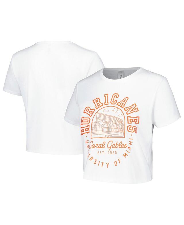 Womens ZooZatz White Miami Hurricanes Local Crop T-shirt Product Image