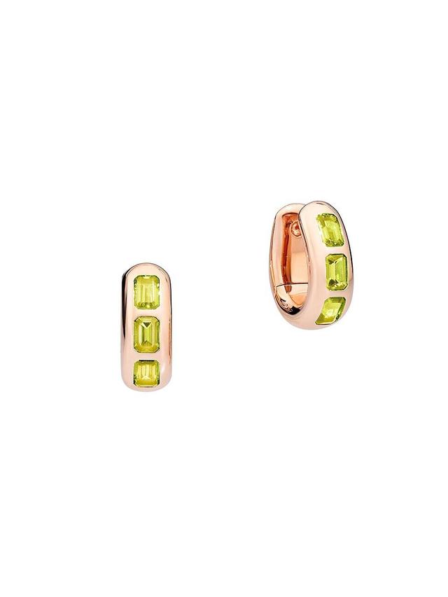 Womens Iconica 18K Rose Gold & Peridot Oval Huggie Hoop Earrings Product Image