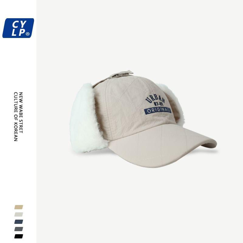 Lettering Embroidered Earflap Baseball Cap Product Image