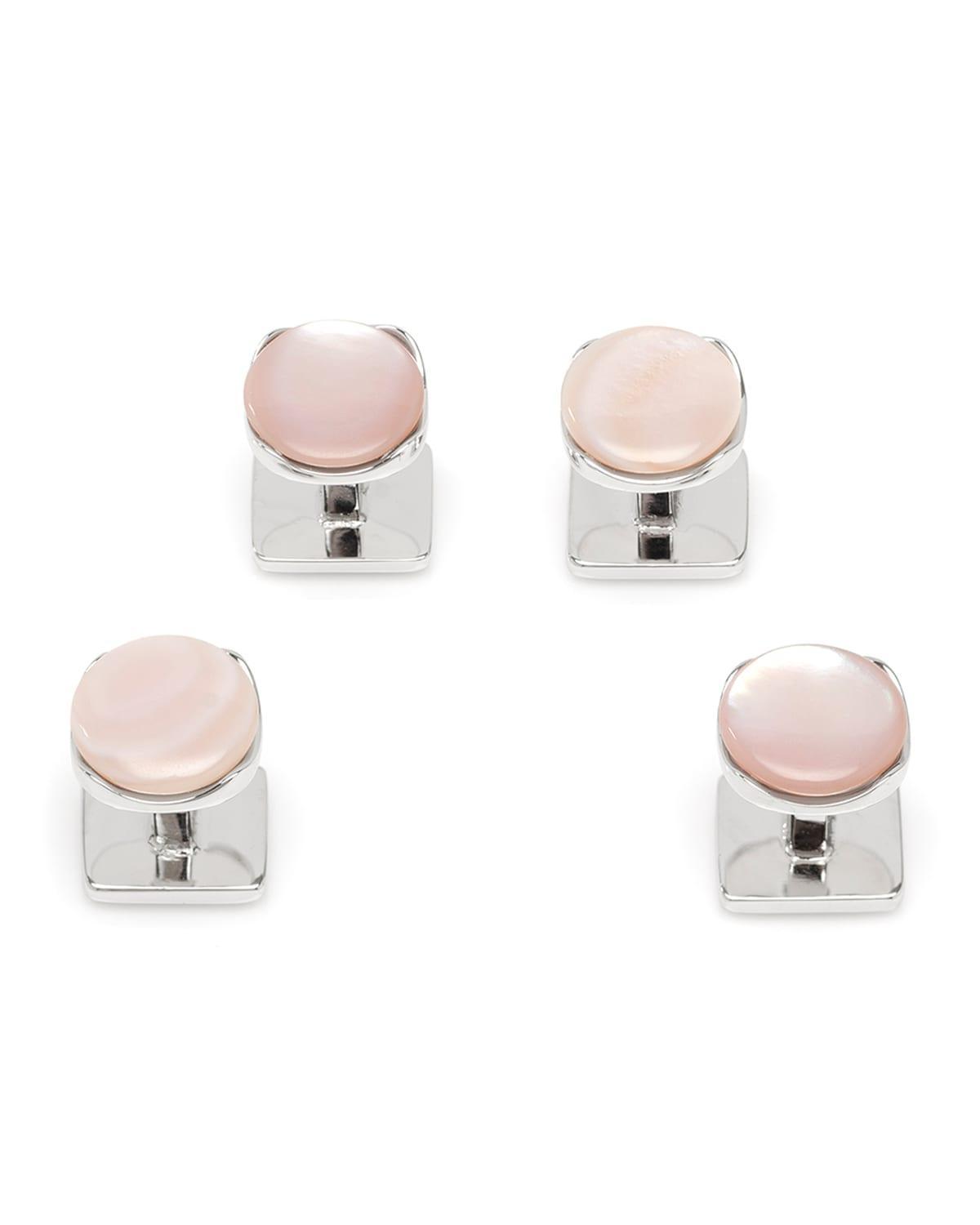 Mens Sterling Silver Pink Mother-of-Pearl Shirt Studs Product Image