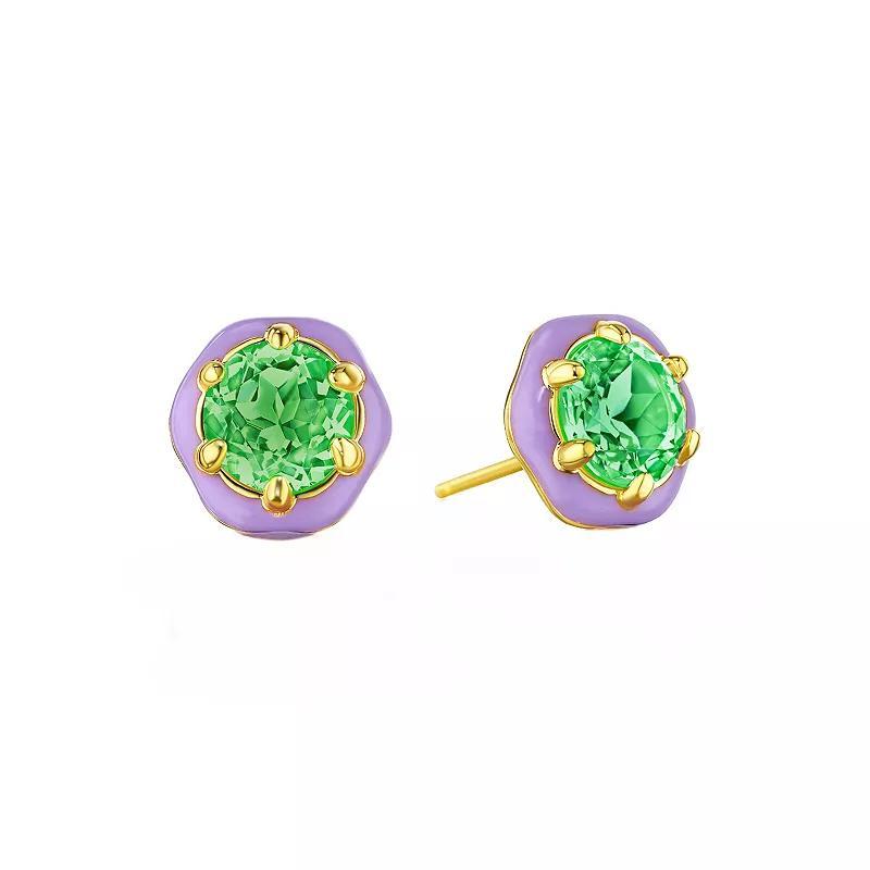 House of Frosted 14k Gold Over Silver Purple Enamel & Peridot Stud Earrings, Womens, Gold Tone Product Image