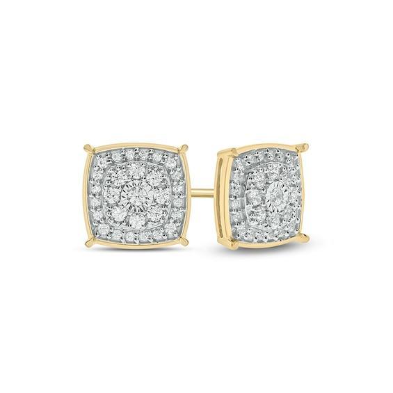 Men's 1/2 CT. T.w. Diamond Double Cushion Frame Stud Earrings in 10K Gold Product Image