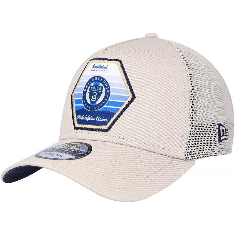 Mens New Era Cream Philadelphia Union Established Patch 9FORTY A-Frame Trucker Adjustable Hat Product Image