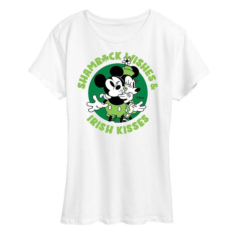 Disneys Mickey & Minnie Mouse Womens St. Patricks Kisses Graphic Tee Product Image