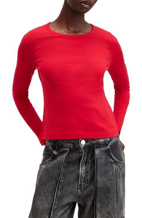 Stevie Long Sleeve Organic Cotton T-shirt In Savvy Red Product Image