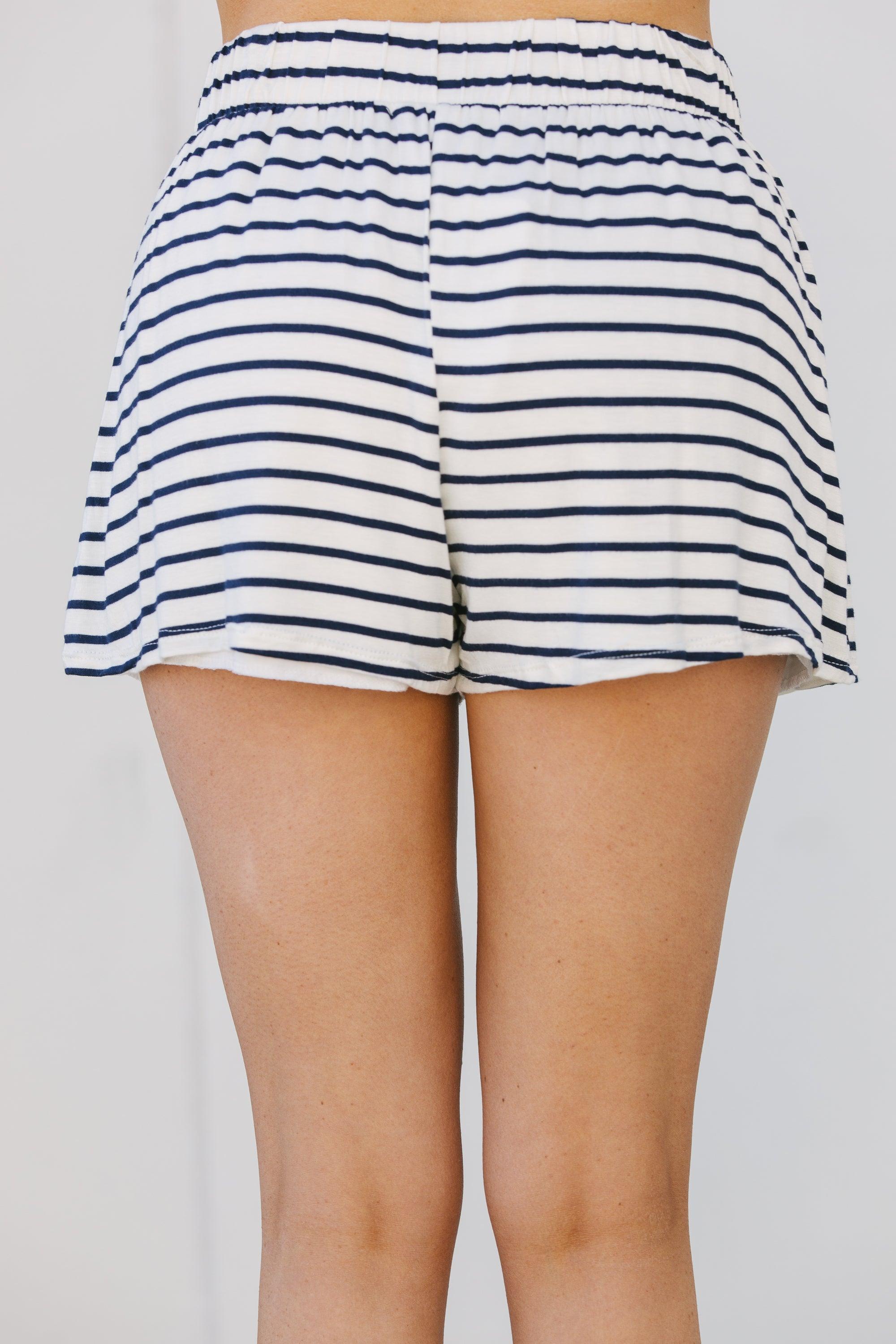 To Be Free Navy Blue Striped Shorts Female Product Image