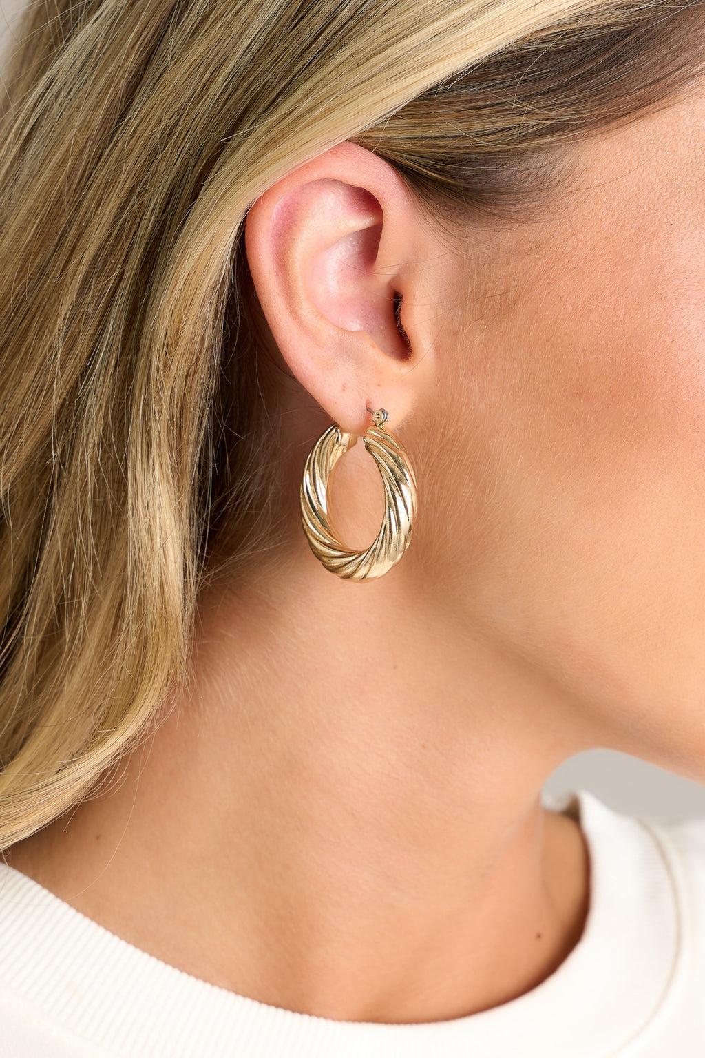 To Be Alive Twisted Gold Hoop Earrings Product Image