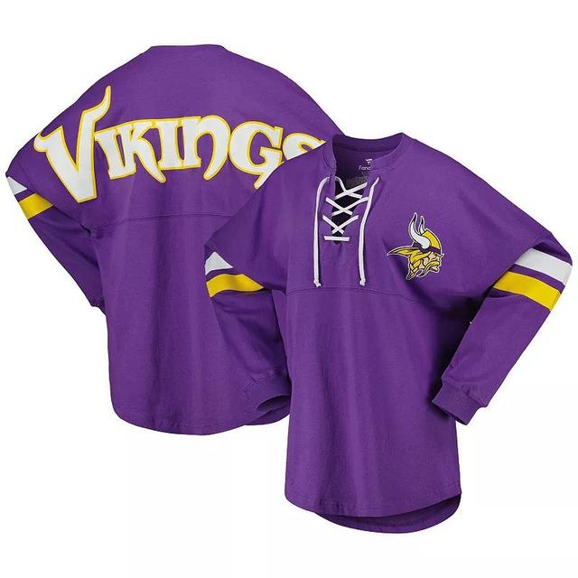 Womens Fanatics Purple Minnesota Vikings Spirit Jersey Lace-Up V-Neck Long Sleeve T-shirt Product Image