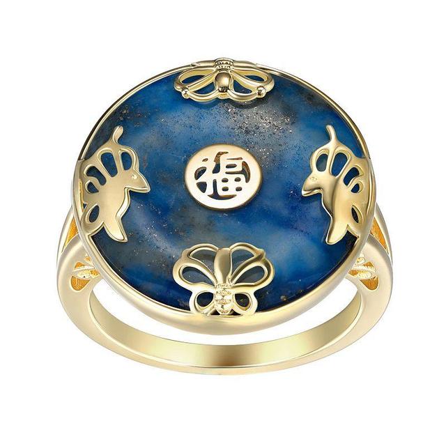 Dynasty Jade 18k Gold Over Silver Silver Lapis Lazuli Statement Ring, Womens, Gold Tone Product Image