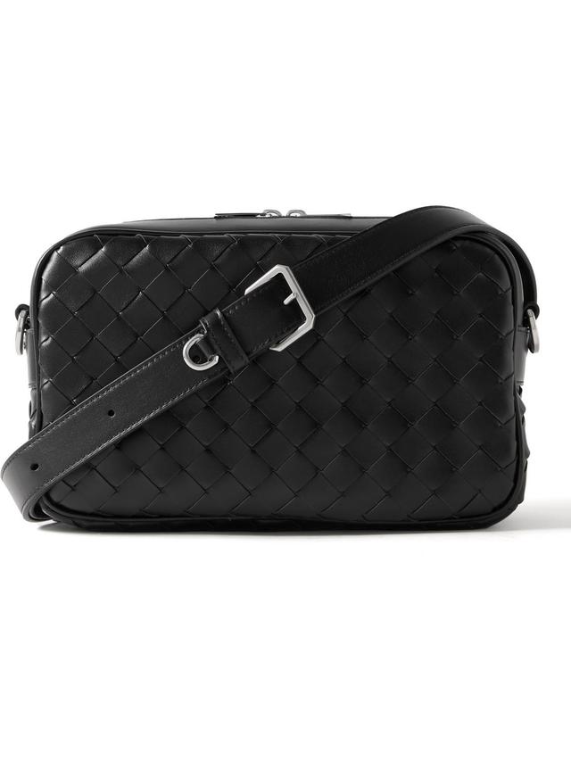 BOTTEGA VENETA Intrecciato Leather Messenger Bag In Black Product Image